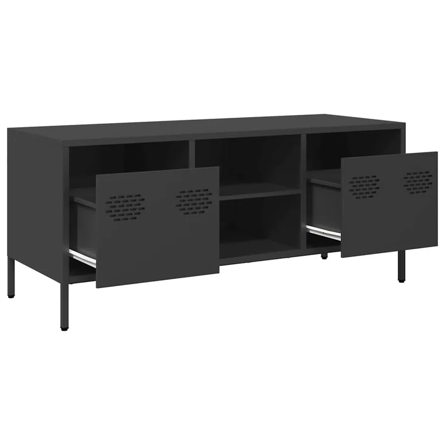 Meuble TV noir 101,5x39x43,5 cm acier laminé à froid - 5