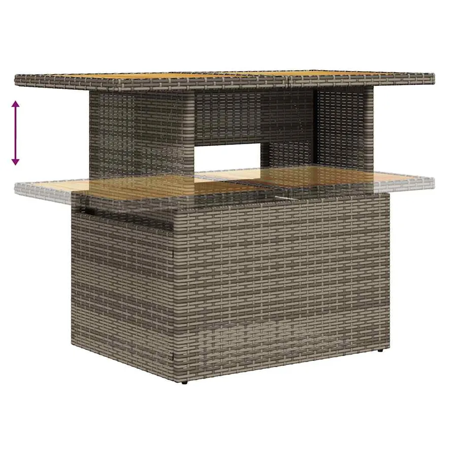 Salon de jardin avec coussins 6 pcs gris résine tressée acacia - 7