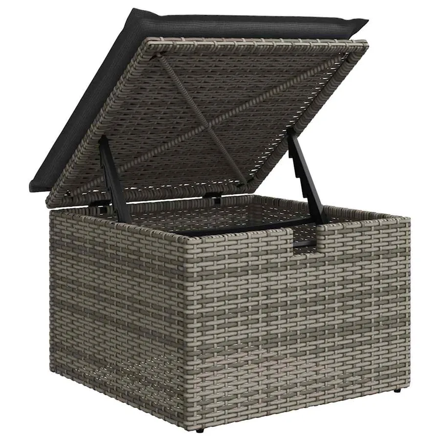 Salon de jardin 6 pcs avec coussins gris résine tressée - 10