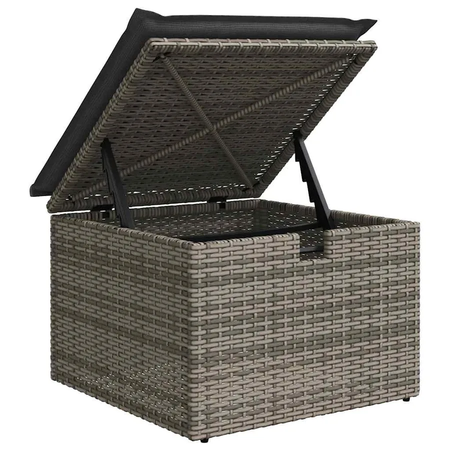 Salon de jardin 9 pcs avec coussins gris résine tressée - 11