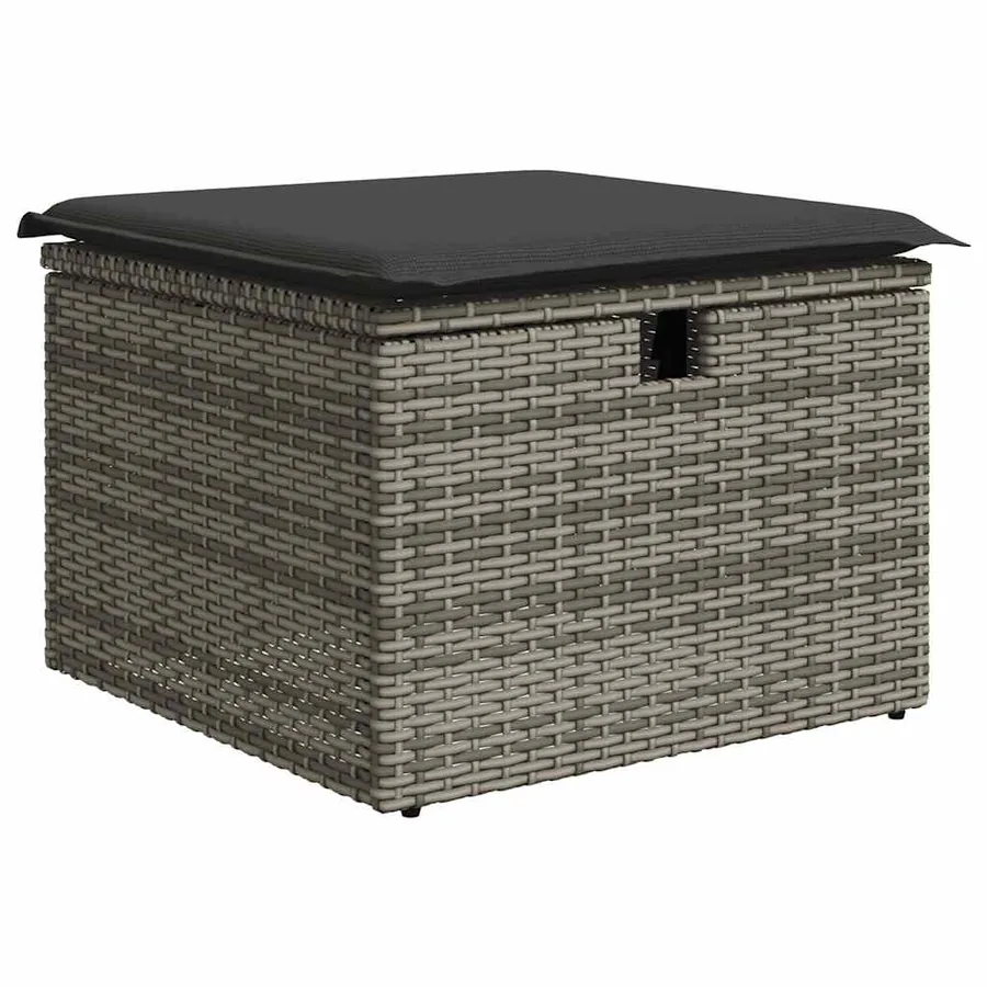 Salon de jardin 9 pcs avec coussins gris résine tressée - 6