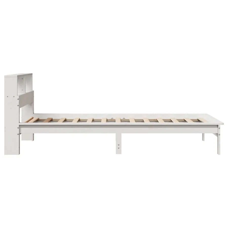 Lit bibliothèque sans matelas blanc 100x200 cm bois pin massif - 5