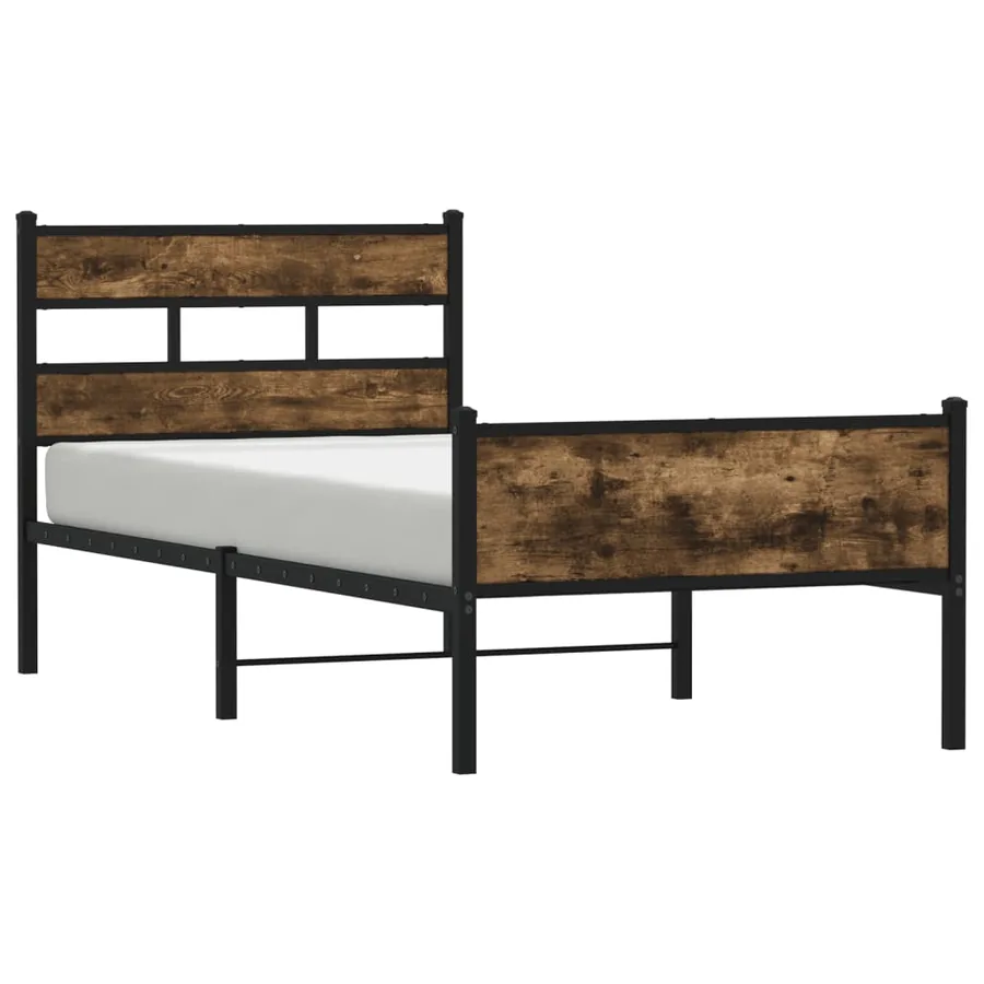Cadre de lit sans matelas chêne fumé 90x200cm bois d'ingénierie - 2
