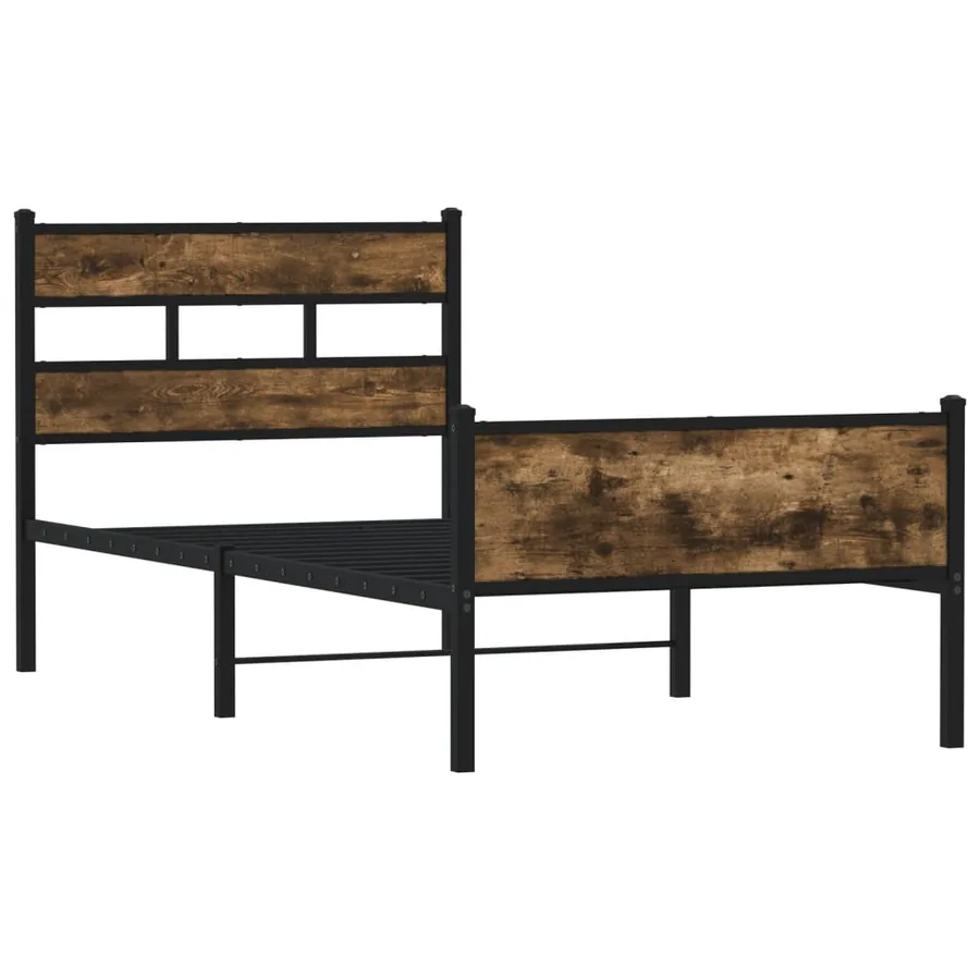 Cadre de lit sans matelas chêne fumé 90x200cm bois d'ingénierie - 3