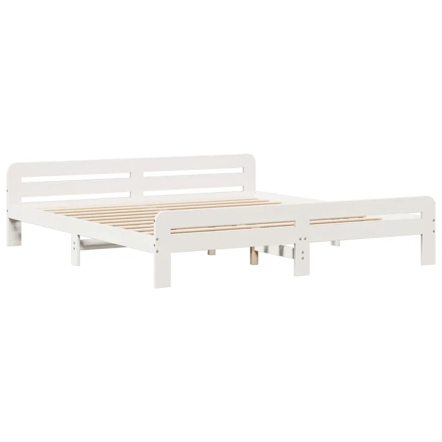 Lit bibliothèque sans matelas blanc 180x200 cm bois pin massif - 8
