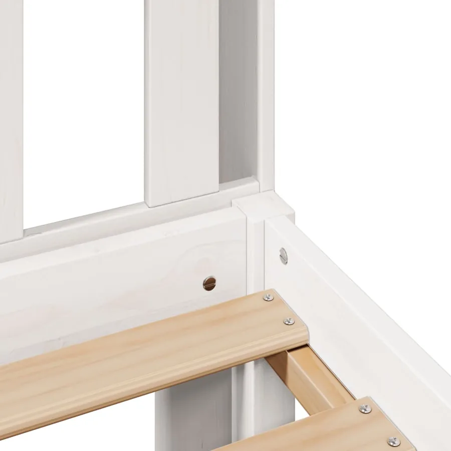 Lit bibliothèque sans matelas blanc 180x200 cm bois pin massif - 9