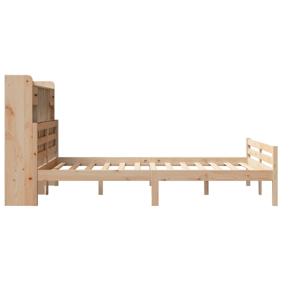 Lit bibliothèque sans matelas 140x200 cm bois massif de pin - 5
