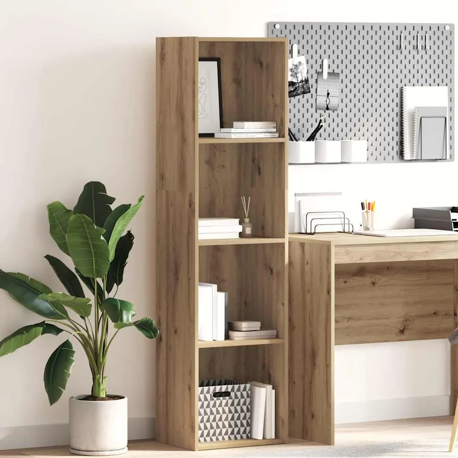 Bibliothèque chêne artisanal 40x30x152 cm bois d'ingénierie