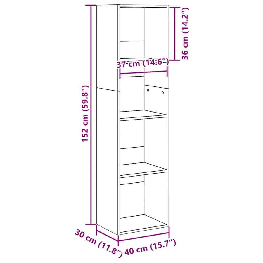 Bibliothèque chêne artisanal 40x30x152 cm bois d'ingénierie - 11
