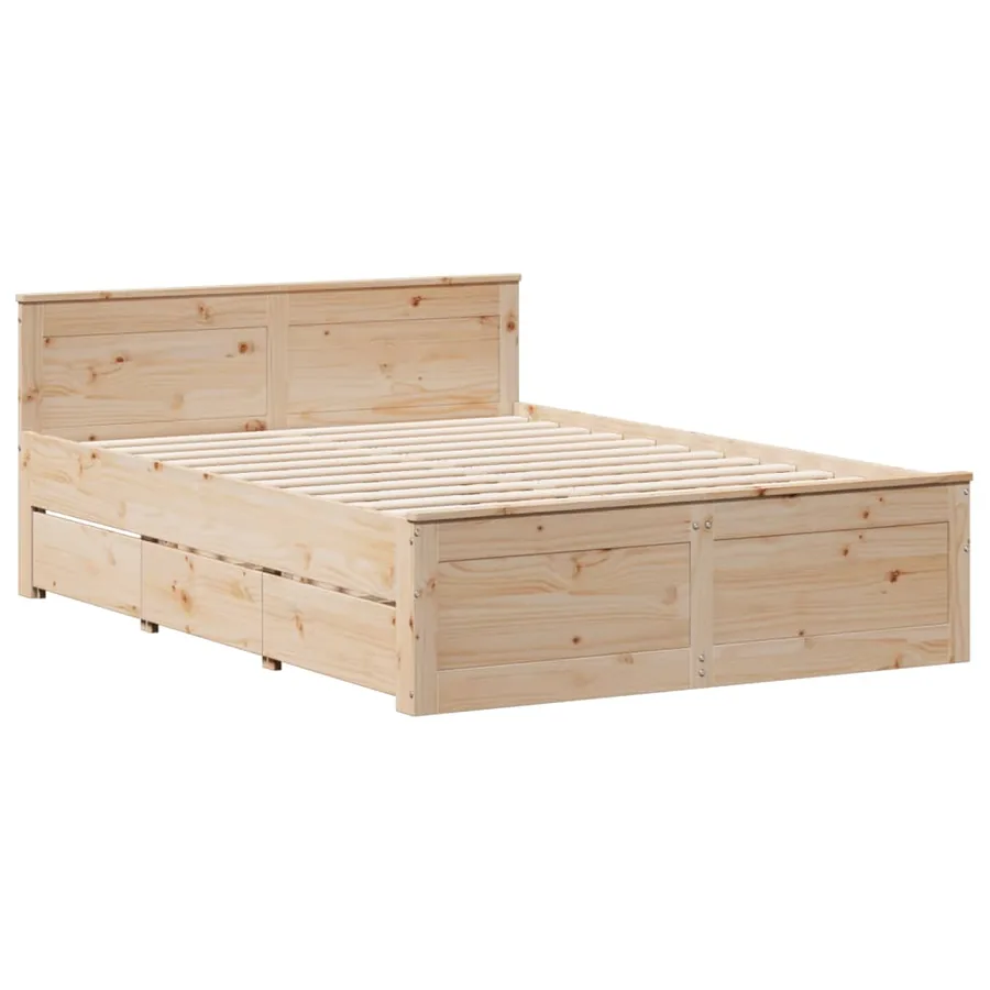 Lit bibliothèque sans matelas 140x190 cm bois de pin massif - 8