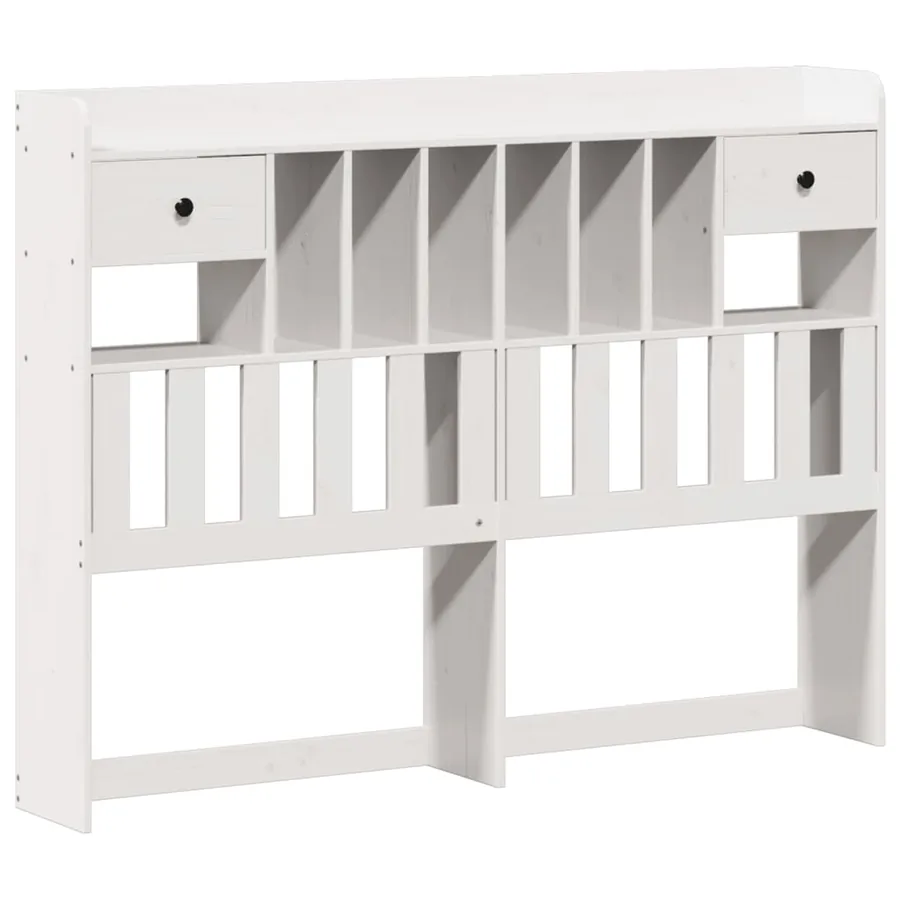 Lit bibliothèque sans matelas blanc 160x200 cm bois pin massif - 7