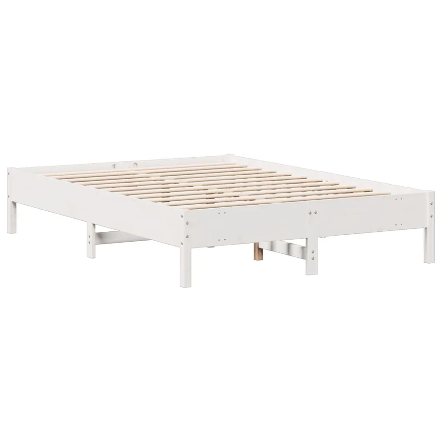 Lit bibliothèque sans matelas blanc 160x200 cm bois pin massif - 8
