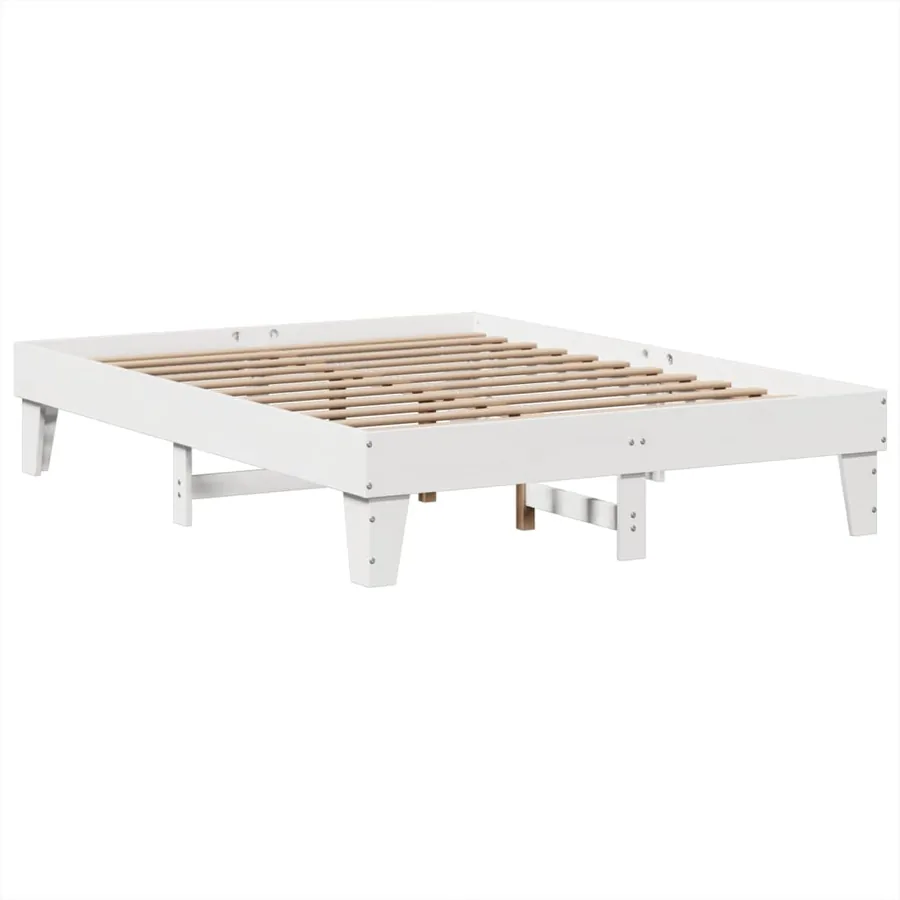 Cadre de lit sans matelas blanc 150x200 cm bois de pin massif - 5