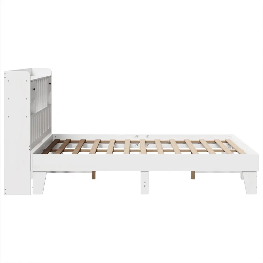 Cadre de lit sans matelas blanc 150x200 cm bois de pin massif - 7