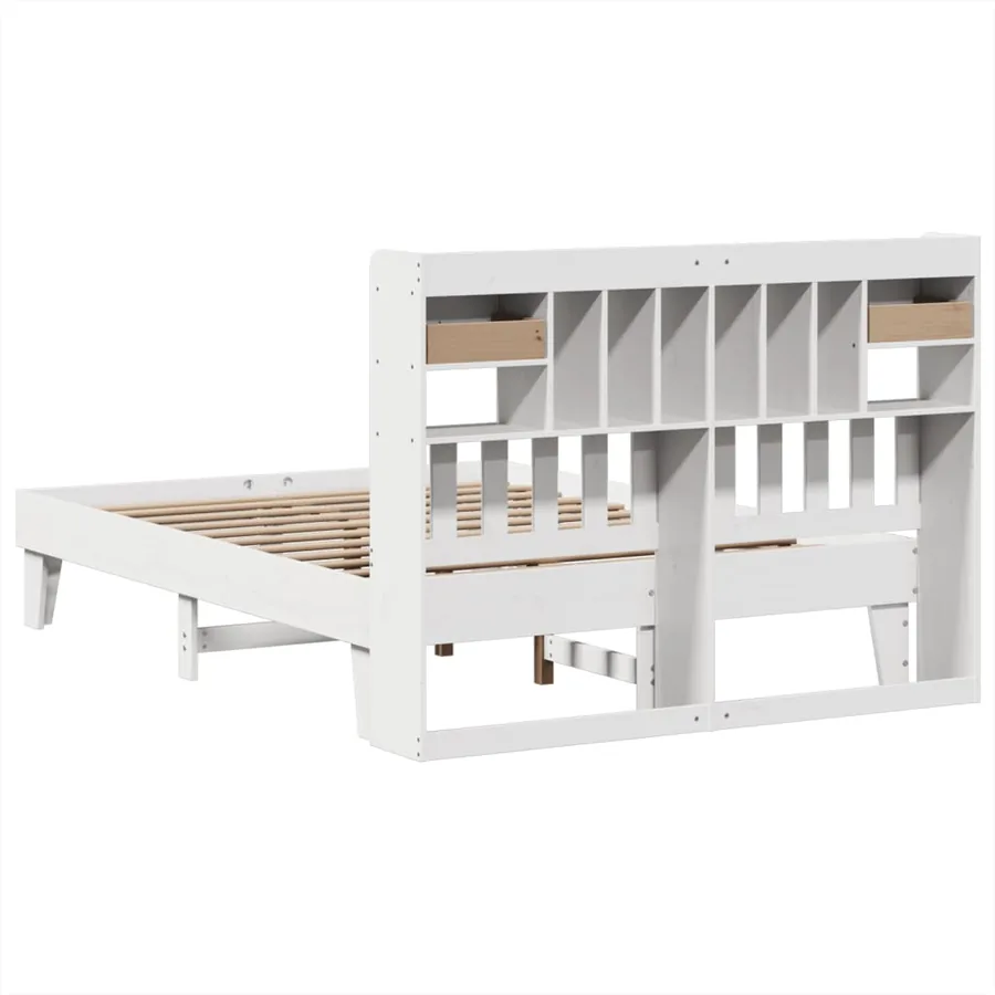 Cadre de lit sans matelas blanc 150x200 cm bois de pin massif - 8