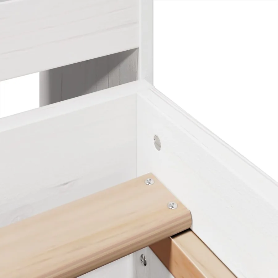 Cadre de lit sans matelas blanc 150x200 cm bois de pin massif - 9