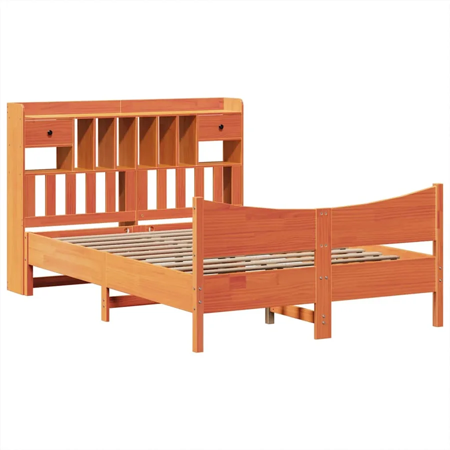 Cadre de lit sans matelas cire marron 150x200cm bois pin massif - 3