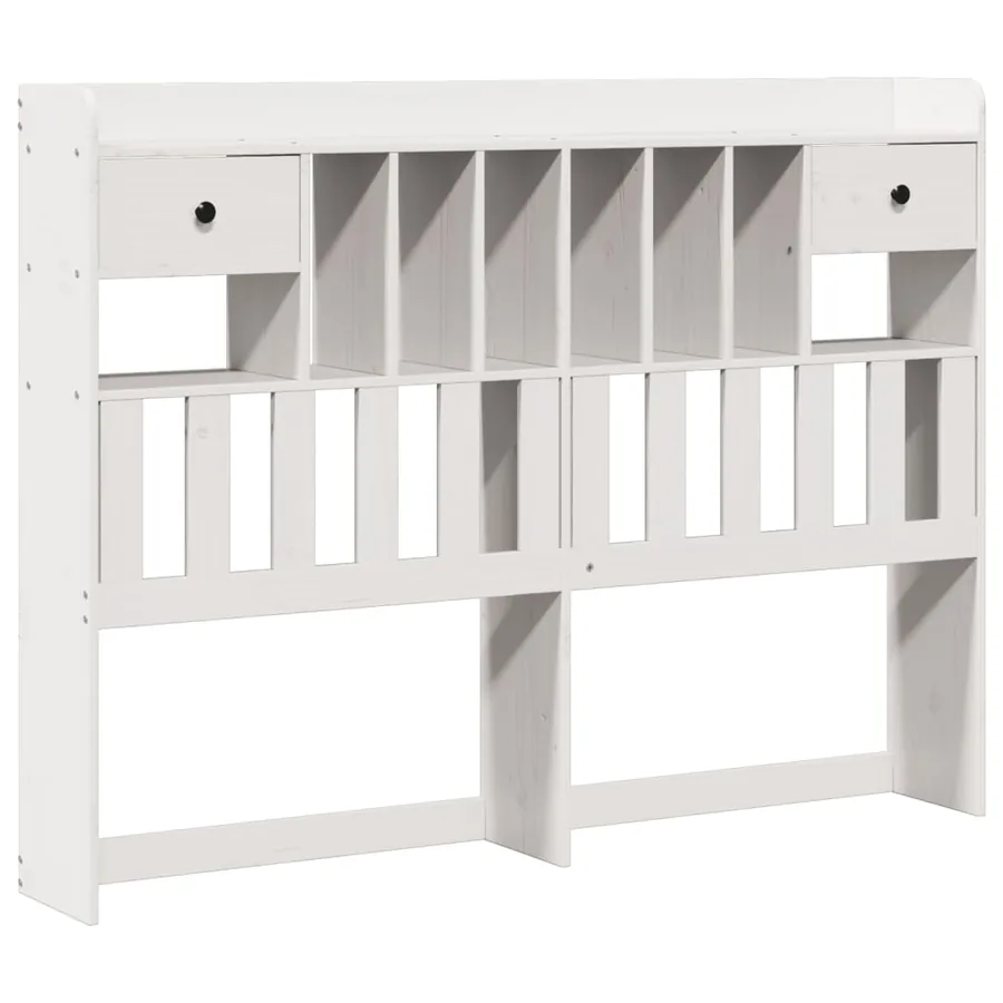 Lit bibliothèque sans matelas blanc 140x200 cm bois pin massif - 7