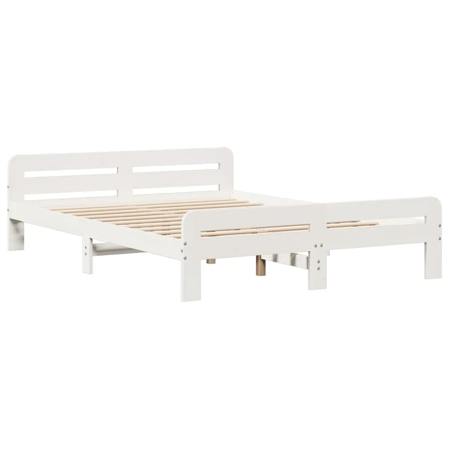 Lit bibliothèque sans matelas blanc 140x200 cm bois pin massif - 8