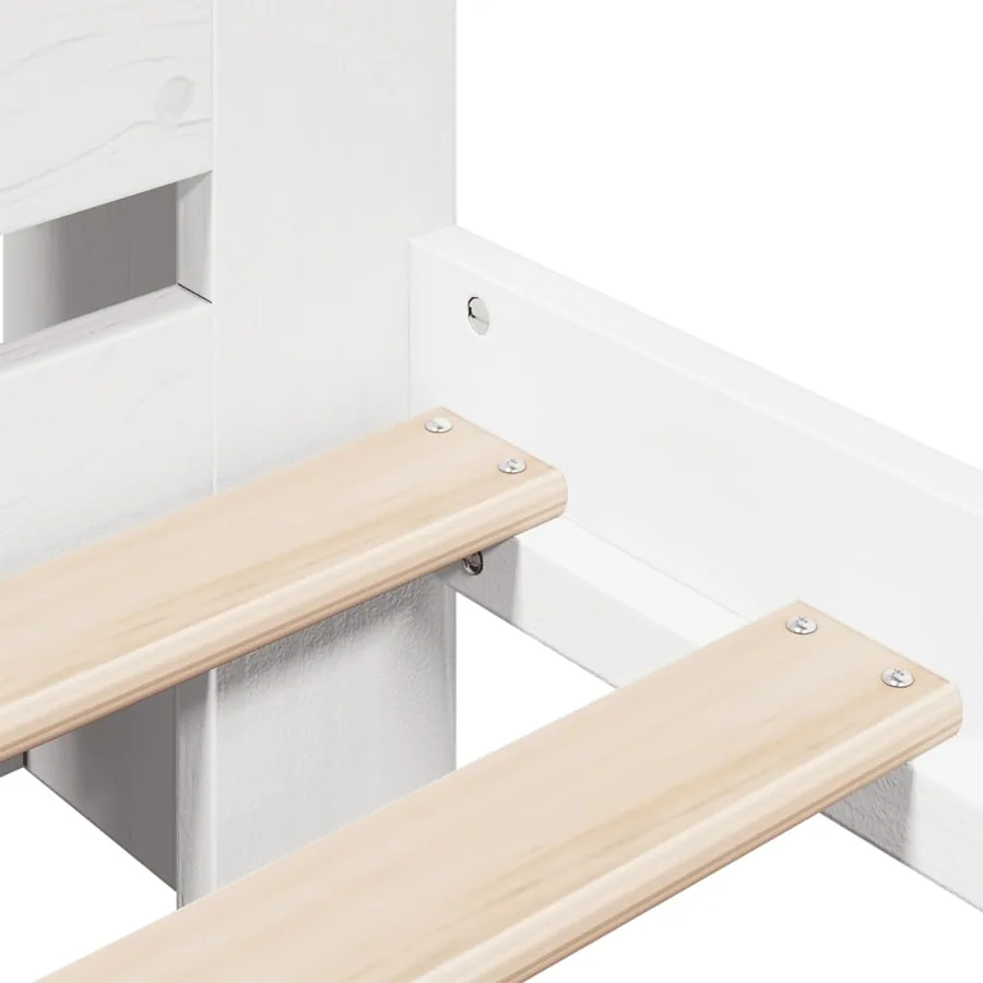 Lit bibliothèque sans matelas blanc 140x200 cm bois pin massif - 9