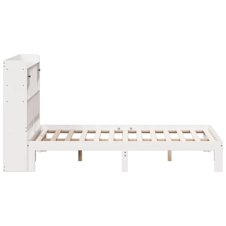Lit bibliothèque sans matelas blanc 140x200 cm bois pin massif - 5