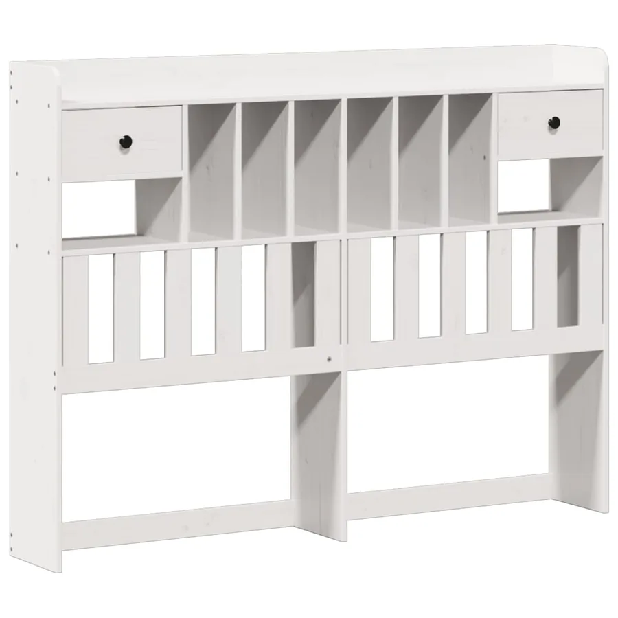 Lit bibliothèque sans matelas blanc 140x200 cm bois pin massif - 7