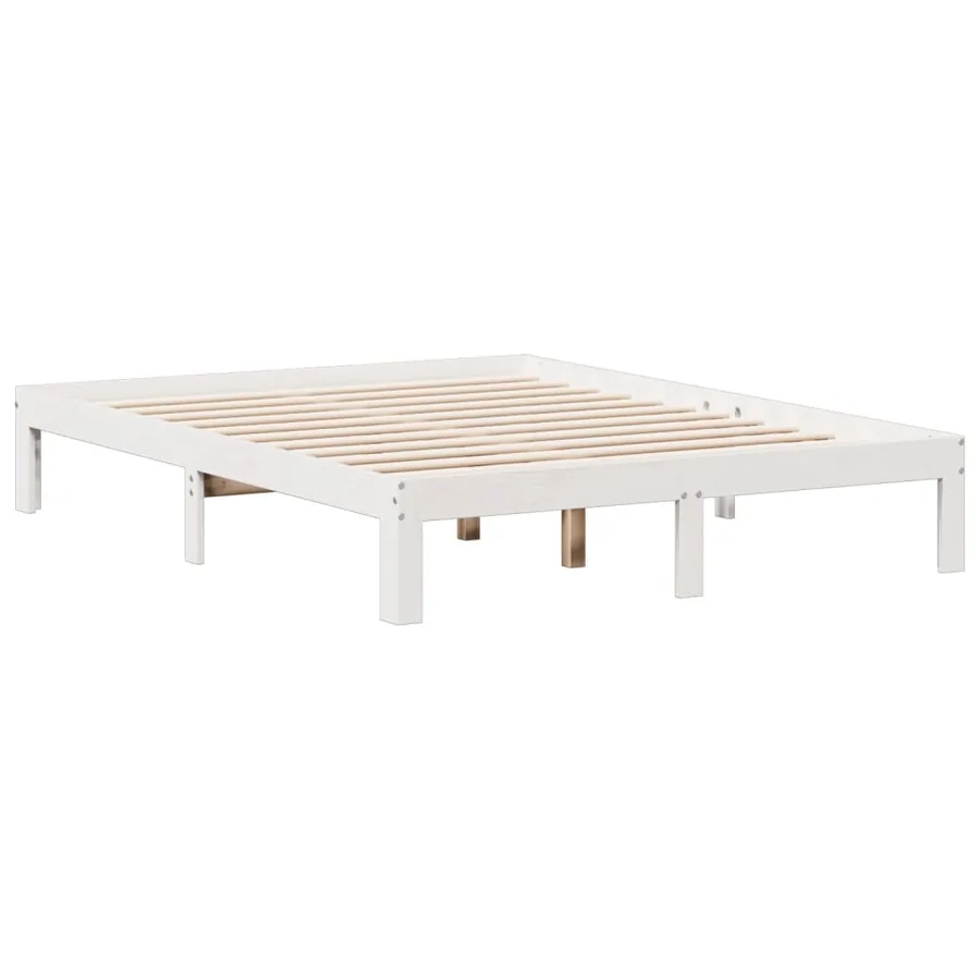 Lit bibliothèque sans matelas blanc 140x200 cm bois pin massif - 8