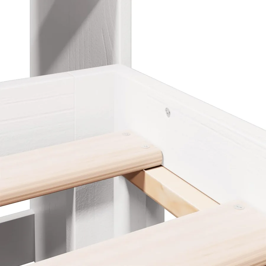 Lit bibliothèque sans matelas blanc 140x200 cm bois pin massif - 9