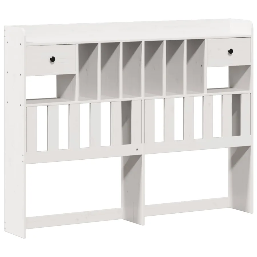Lit bibliothèque sans matelas blanc 140x190 cm bois pin massif - 7