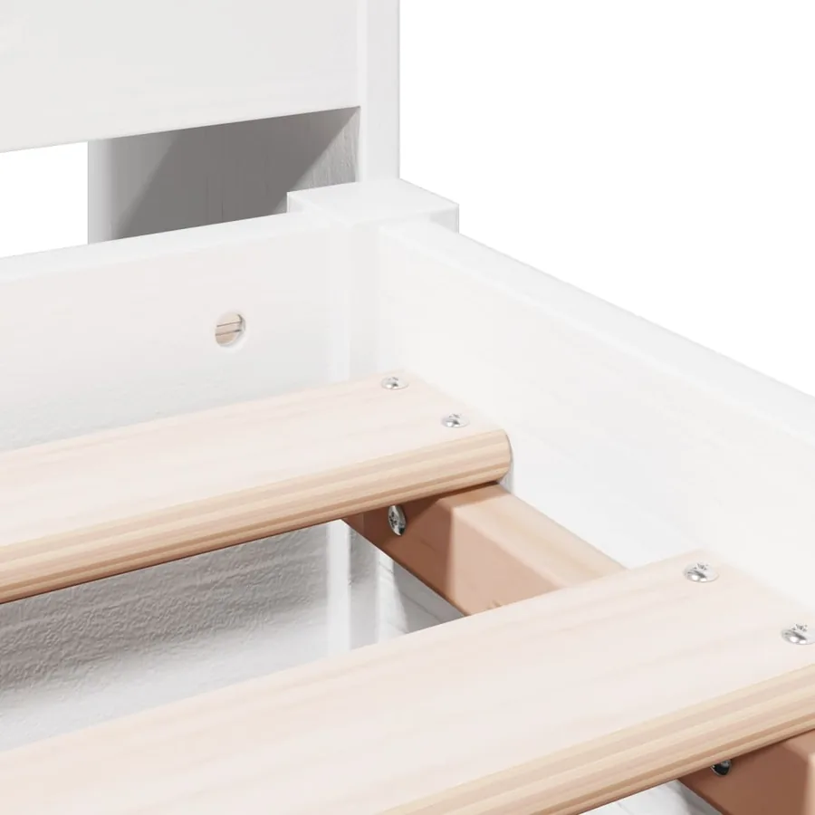Lit bibliothèque sans matelas blanc 140x190 cm bois pin massif - 9