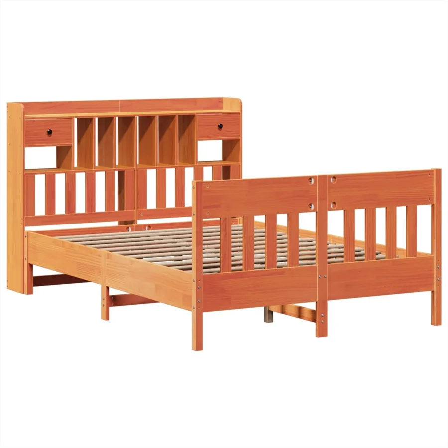 Cadre de lit sans matelas cire marron 150x200cm bois pin massif - 3