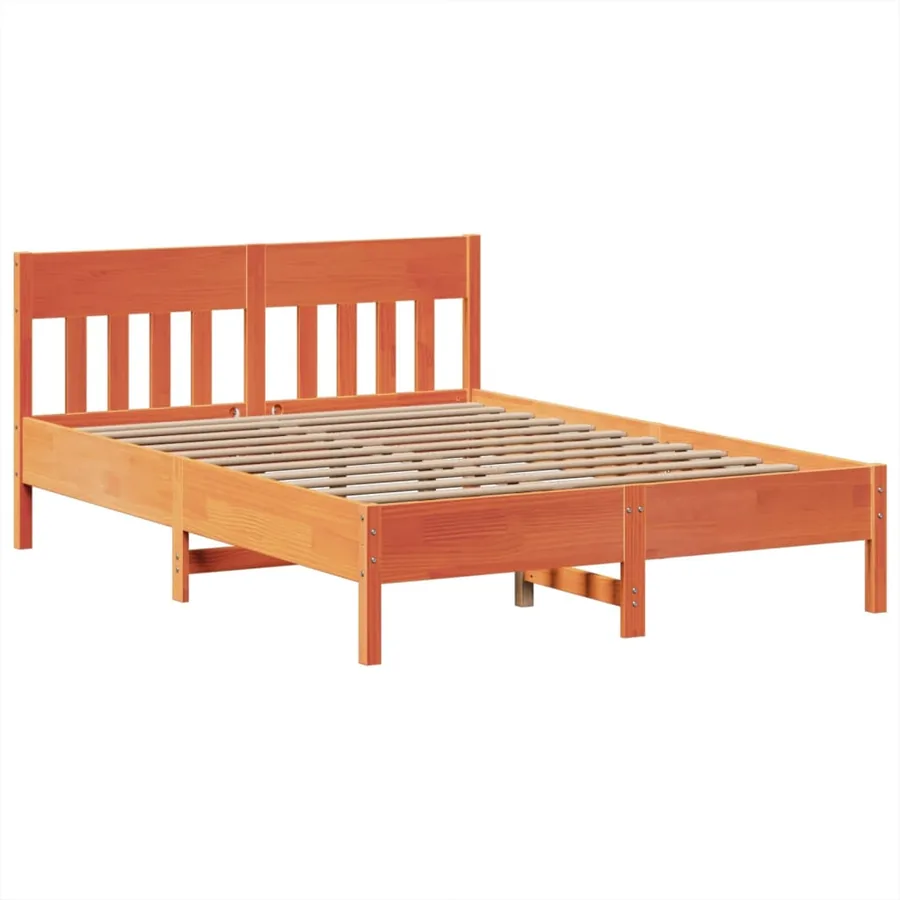 Cadre de lit sans matelas cire marron 150x200cm bois pin massif - 5