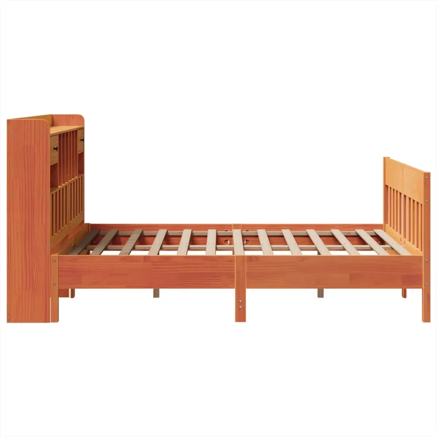 Cadre de lit sans matelas cire marron 150x200cm bois pin massif - 7