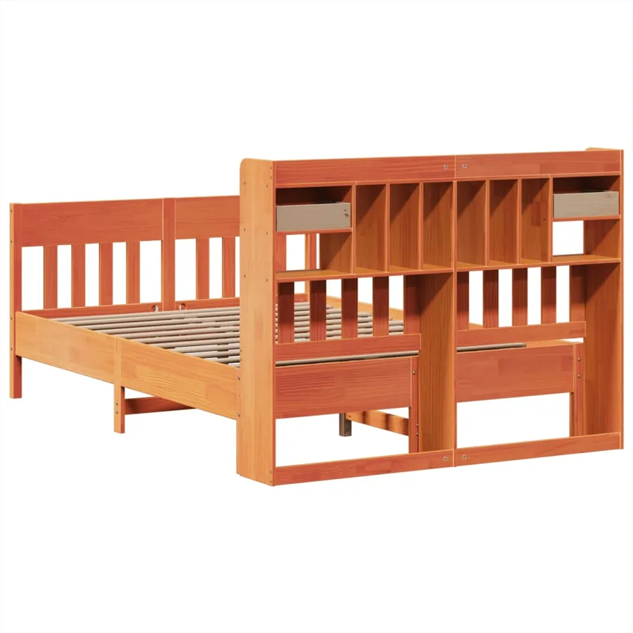 Cadre de lit sans matelas cire marron 150x200cm bois pin massif - 8