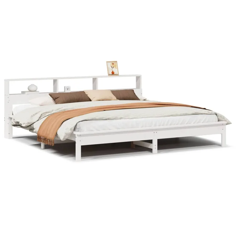 Cadre de lit sans matelas blanc 180x200 cm bois massif de pin - 2