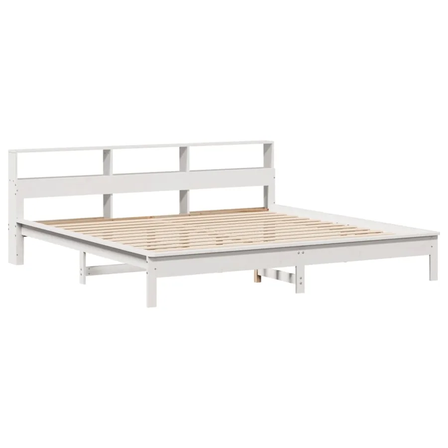 Cadre de lit sans matelas blanc 180x200 cm bois massif de pin - 3