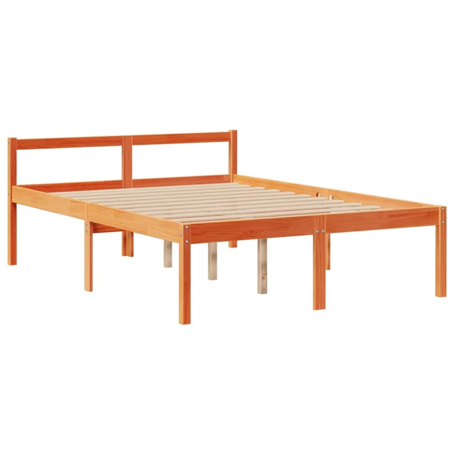Lit bibliothèque sans matelas cire marron 140x190 cm pin massif - 8