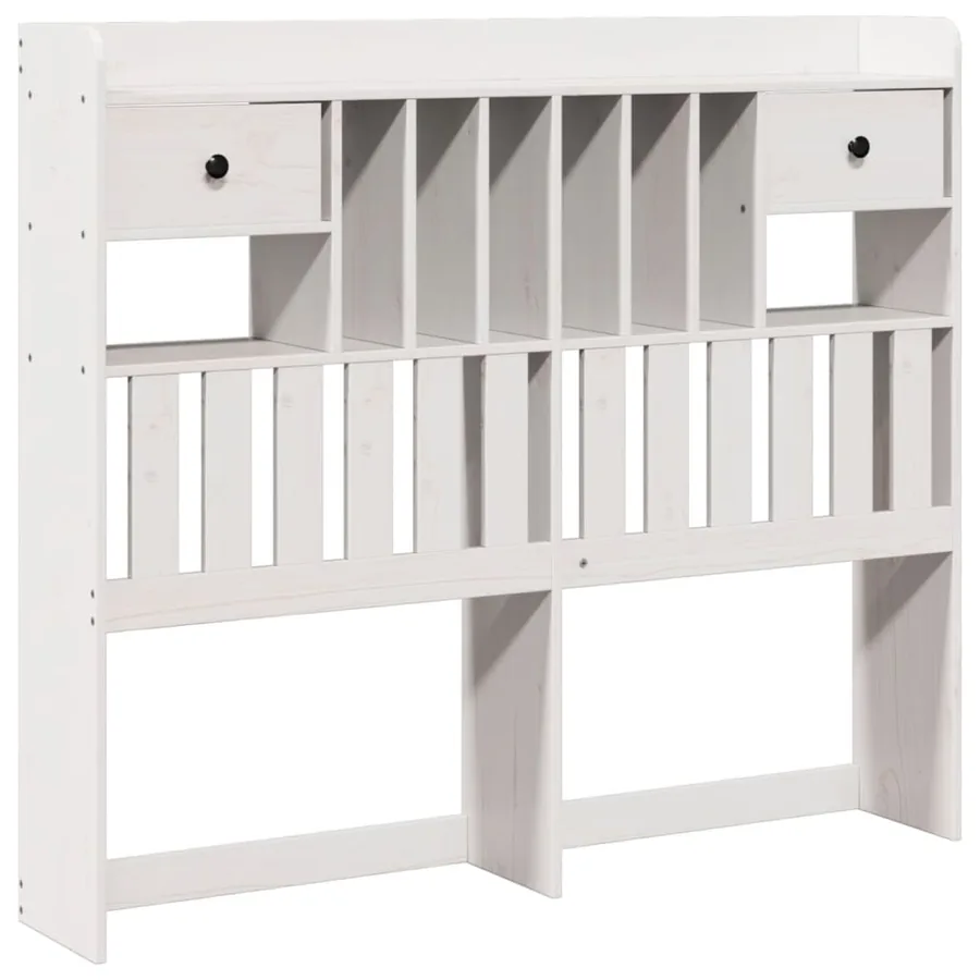 Lit bibliothèque sans matelas blanc 135x190 cm bois pin massif - 7