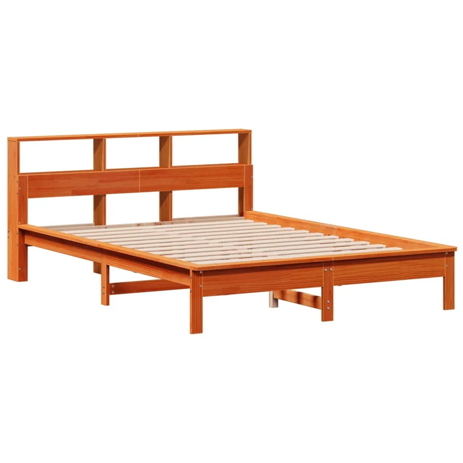 Cadre de lit sans matelas cire marron 150x200cm bois pin massif - 3