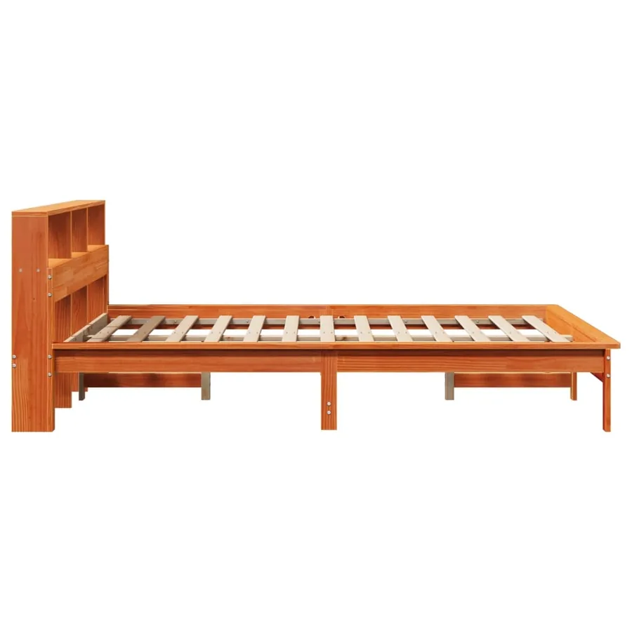 Cadre de lit sans matelas cire marron 150x200cm bois pin massif - 5