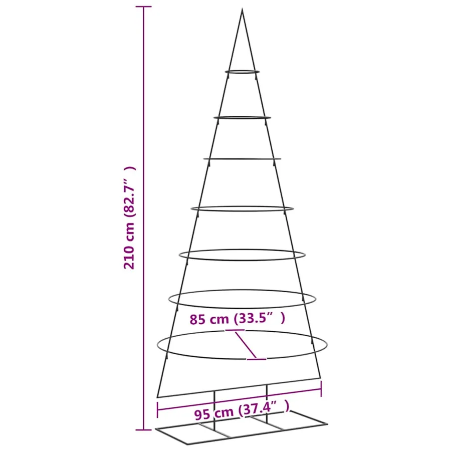Arbre de Noël en métal pour décoration noir 210 cm - 7