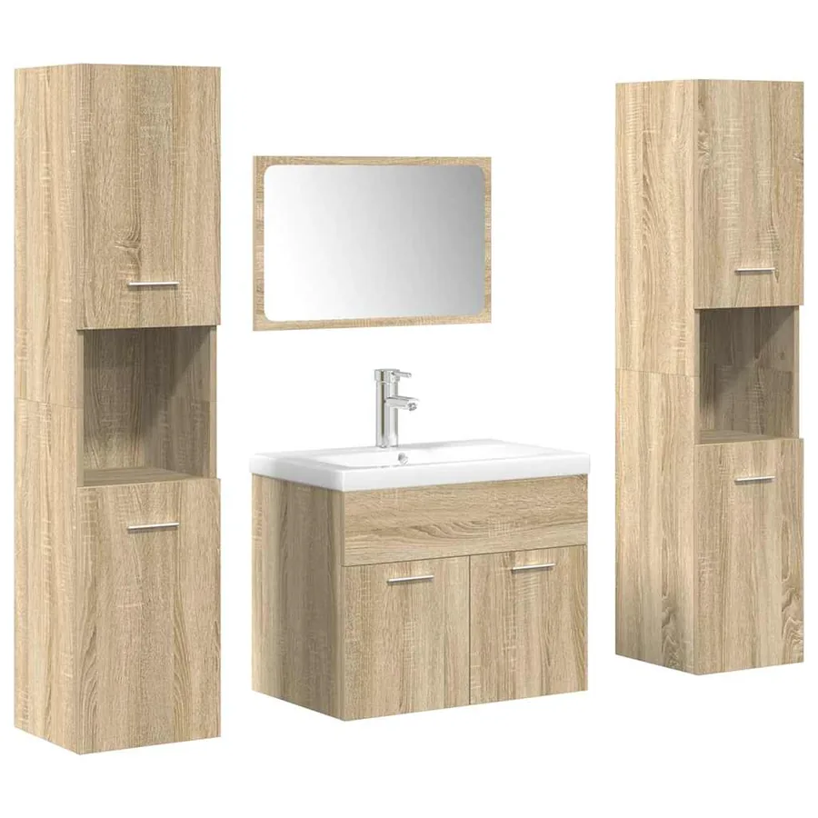 Ensemble de meubles de salle de bain 5 pcs chêne sonoma - 2