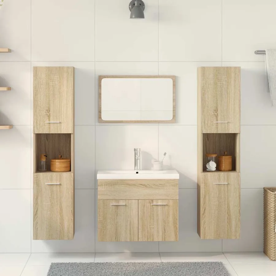 Ensemble de meubles de salle de bain 5 pcs chêne sonoma - 3