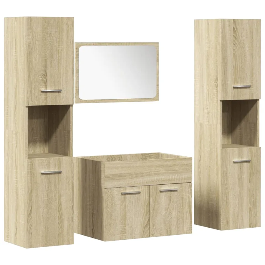 Ensemble de meubles de salle de bain 4 pcs chêne sonoma - 2