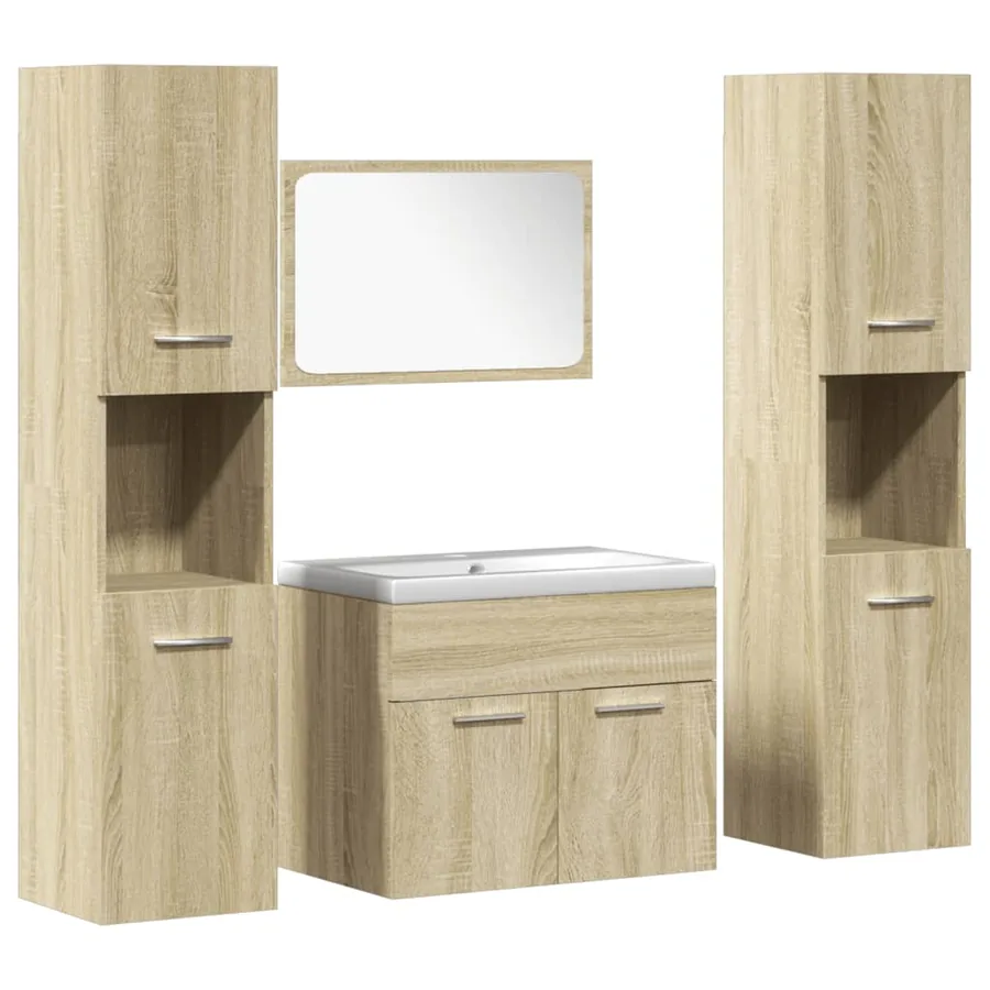 Ensemble de meubles de salle de bain 5 pcs chêne sonoma - 2