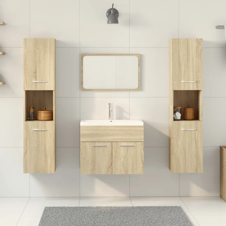 Ensemble de meubles de salle de bain 5 pcs chêne sonoma - 3