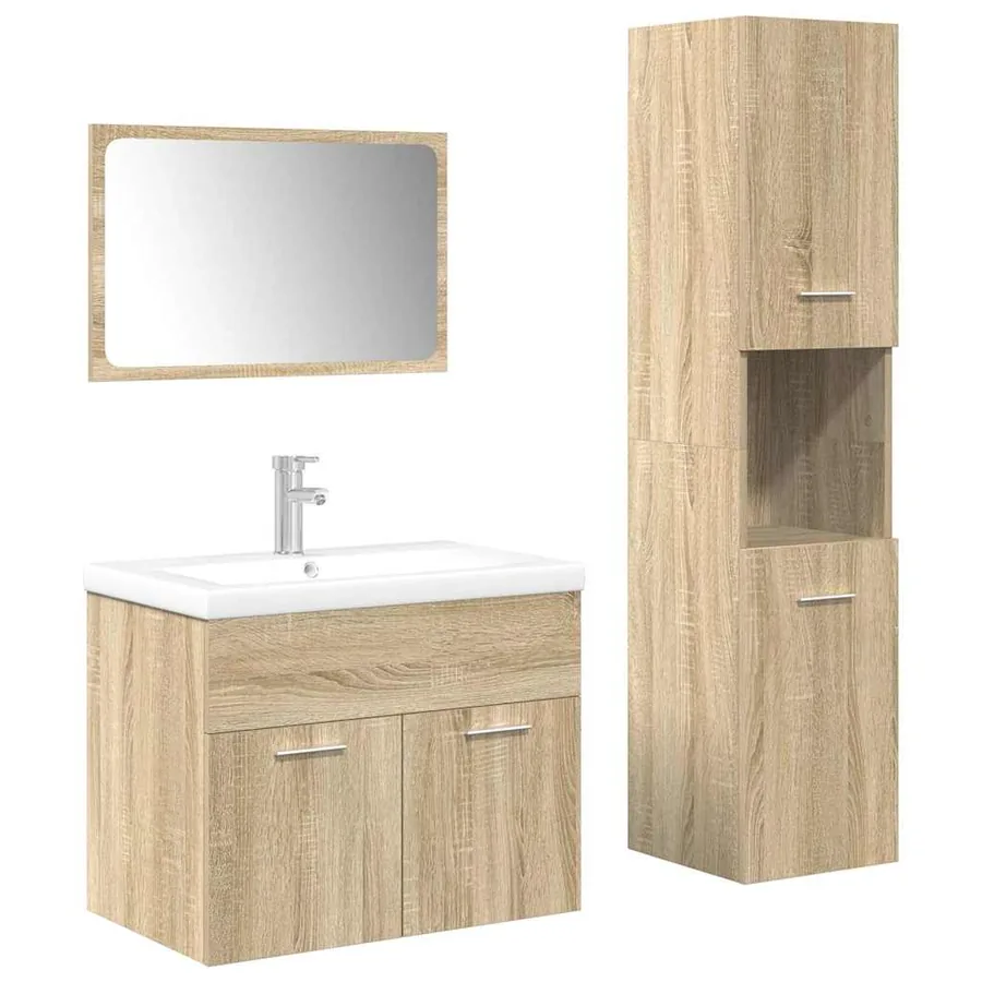Ensemble de meubles de salle de bain 4 pcs chêne sonoma - 2