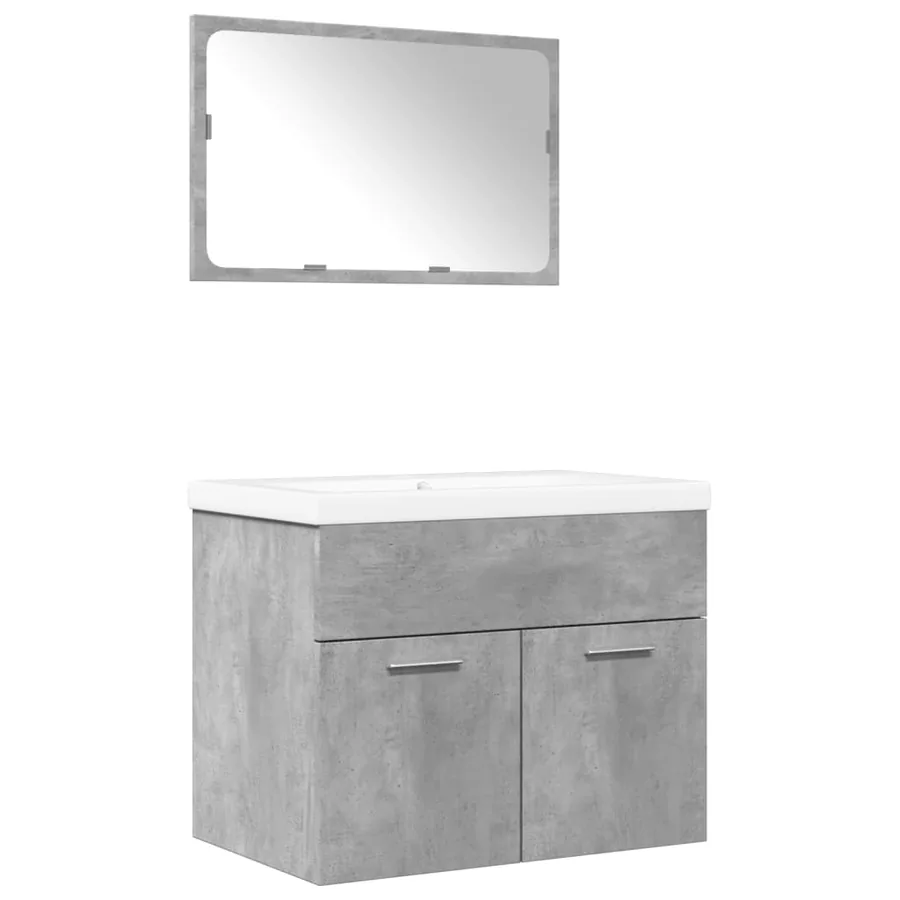Ensemble de meubles de salle de bain 3 pcs gris béton - 2