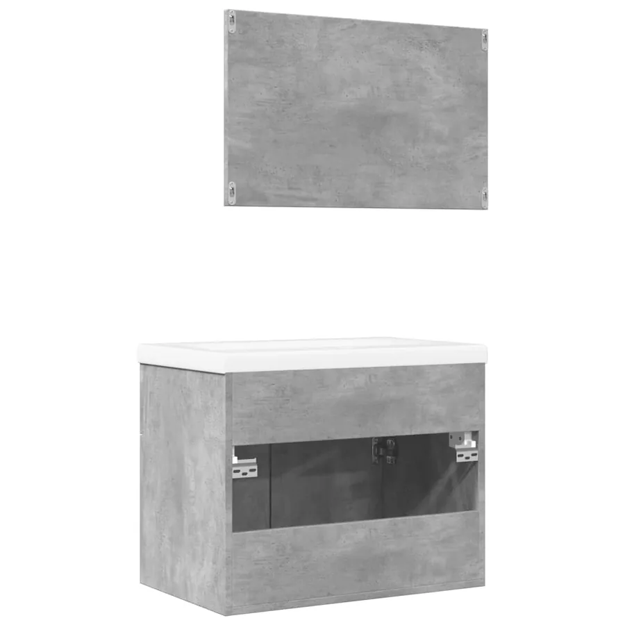 Ensemble de meubles de salle de bain 3 pcs gris béton - 5