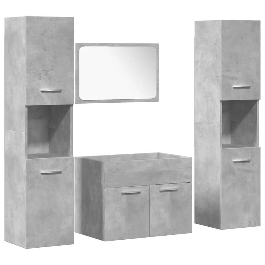 Ensemble de meubles de salle de bain 4 pcs gris béton - 2